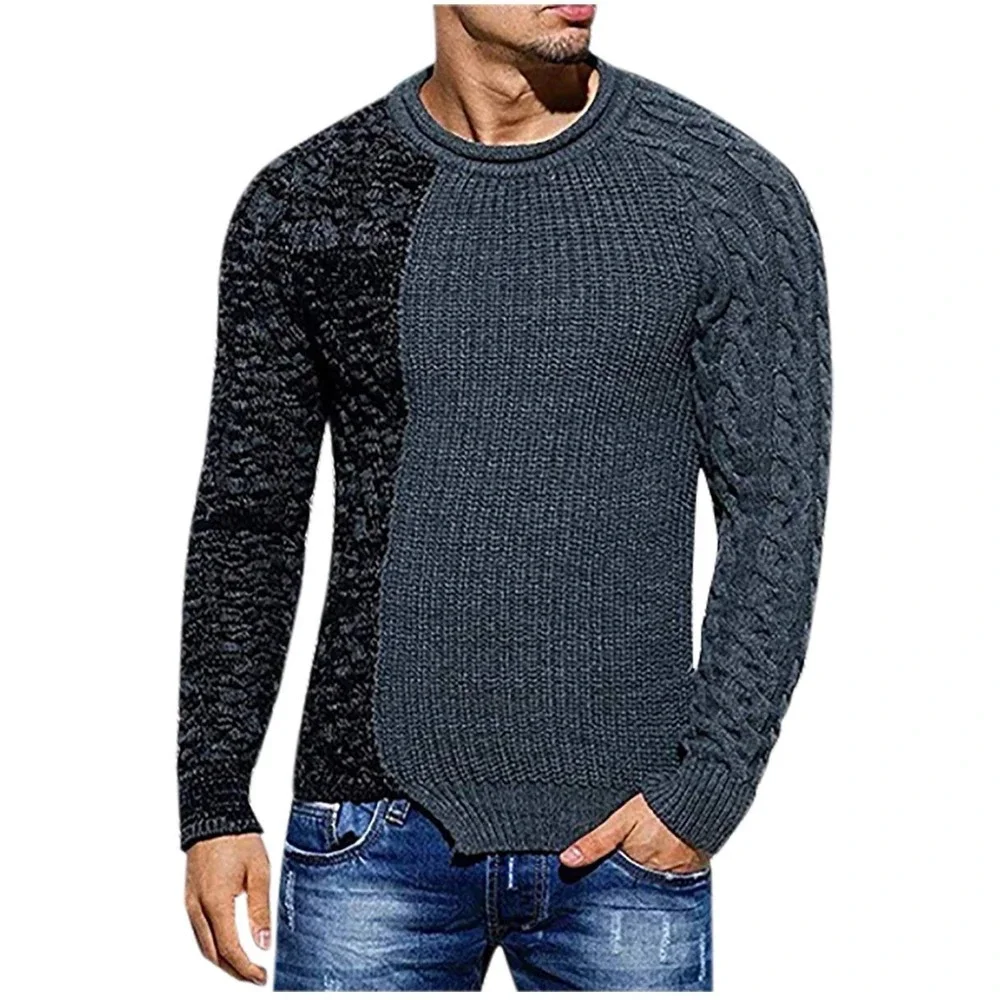 Taoliyuan Mens Pullover Sweater Winter Ribbed Knitted Color Comfort One Size
